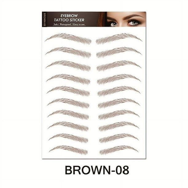 1 sheet Long-Lasting 6D Hair-Like Eyebrow Tattoo Stickers - Waterproof Black and Brown Eyebrow Makeup Stickers