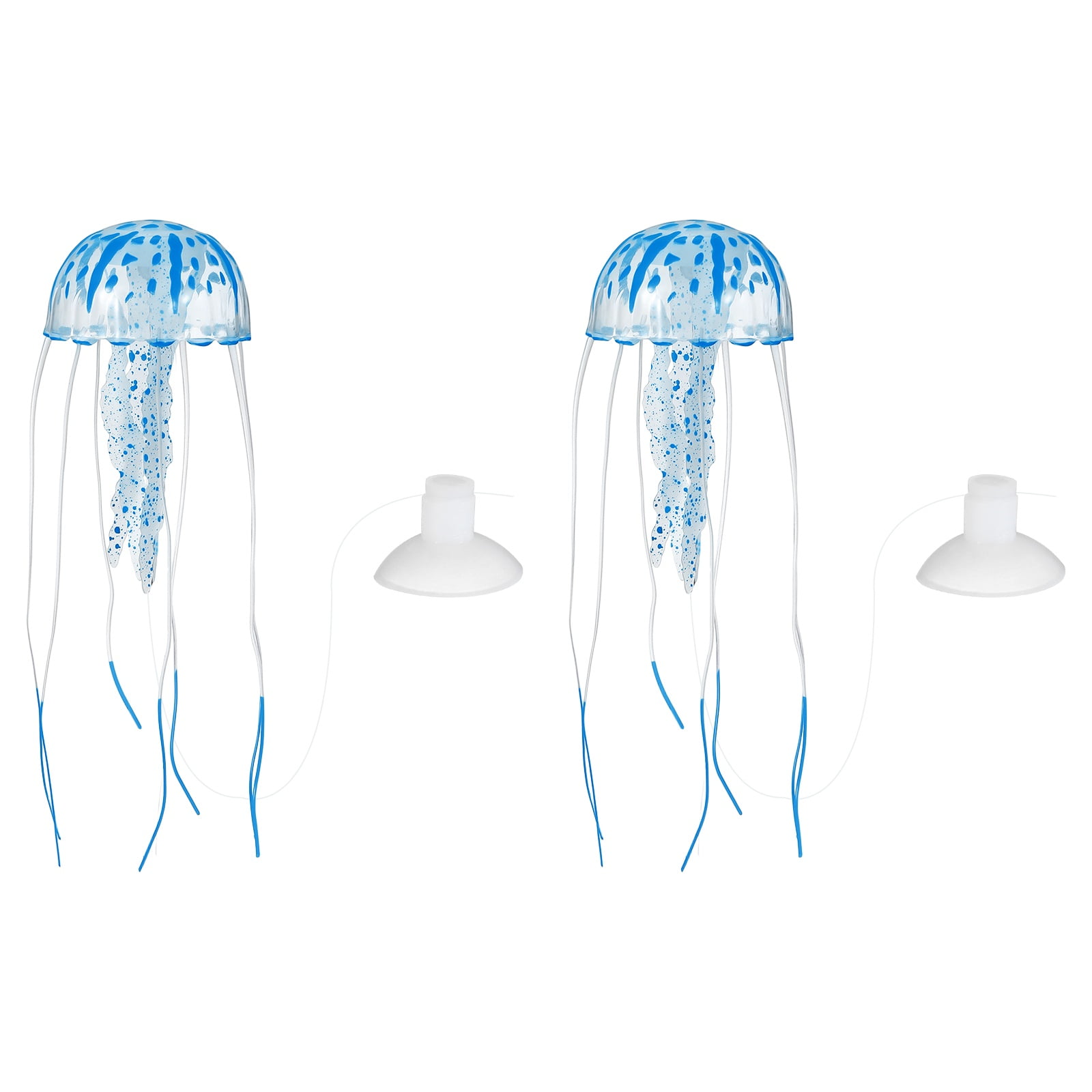 Decoración de Acuario Uxcell Medusa, Decoraciones para Peceras Medusa Falsa Brillante de Silicona, (Azul, S, 2 Piezas), Destinado para Decoración de Tanque
