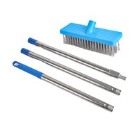 Magideal - Cepillo De Alambre De Acero Inoxidable Para Suelo, Fregador De Suelo Con Cerdas Rígidas De Metal, Resistente Al Óxido, Con Mango Largo Para Jardín Y Cepillo 20Cm Varilla 120Cm