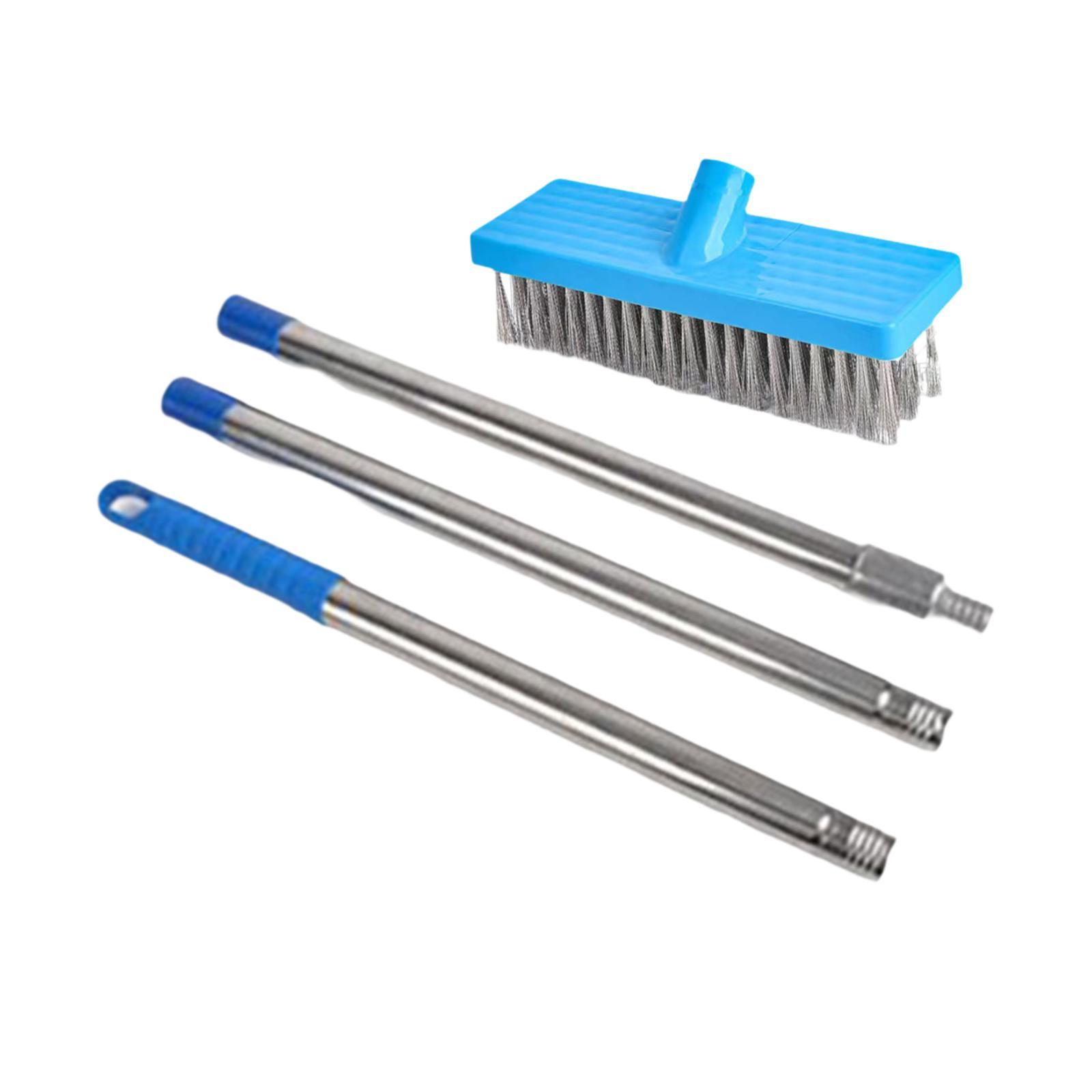 Magideal - Cepillo De Alambre De Acero Inoxidable Para Suelo, Fregador De Suelo Con Cerdas Rígidas De Metal, Resistente Al Óxido, Con Mango Largo Para Jardín Y Cepillo 20Cm Varilla 120Cm