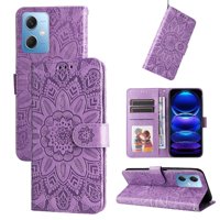 Funda Tipo Cartera Foxdock Para Xiaomi Poco X5 , Diseño Girasol En Relieve, Cuero Pu, Cierre Magnético, Soporte Y Tarjetero