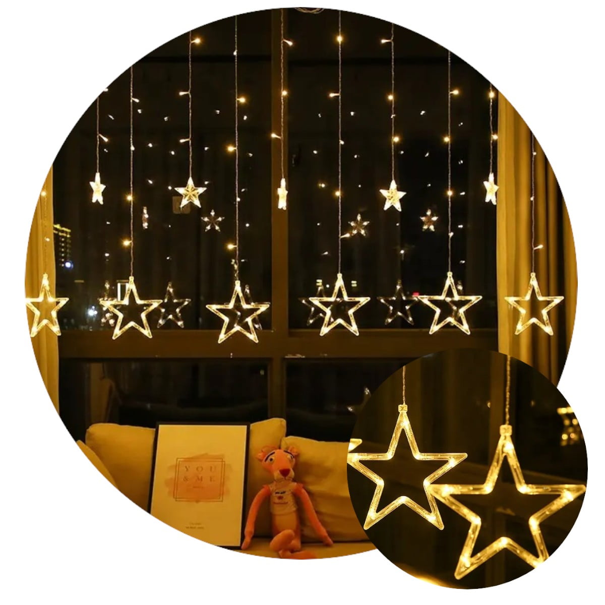 Genérico - Guirnalda Navideña Cortina Led Cascada De Luces Navidad Amarillo 3 Metros