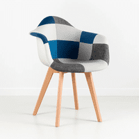 Klik Muebles - Butaca Sitial Patchwork Acolchado Wood - Celeste