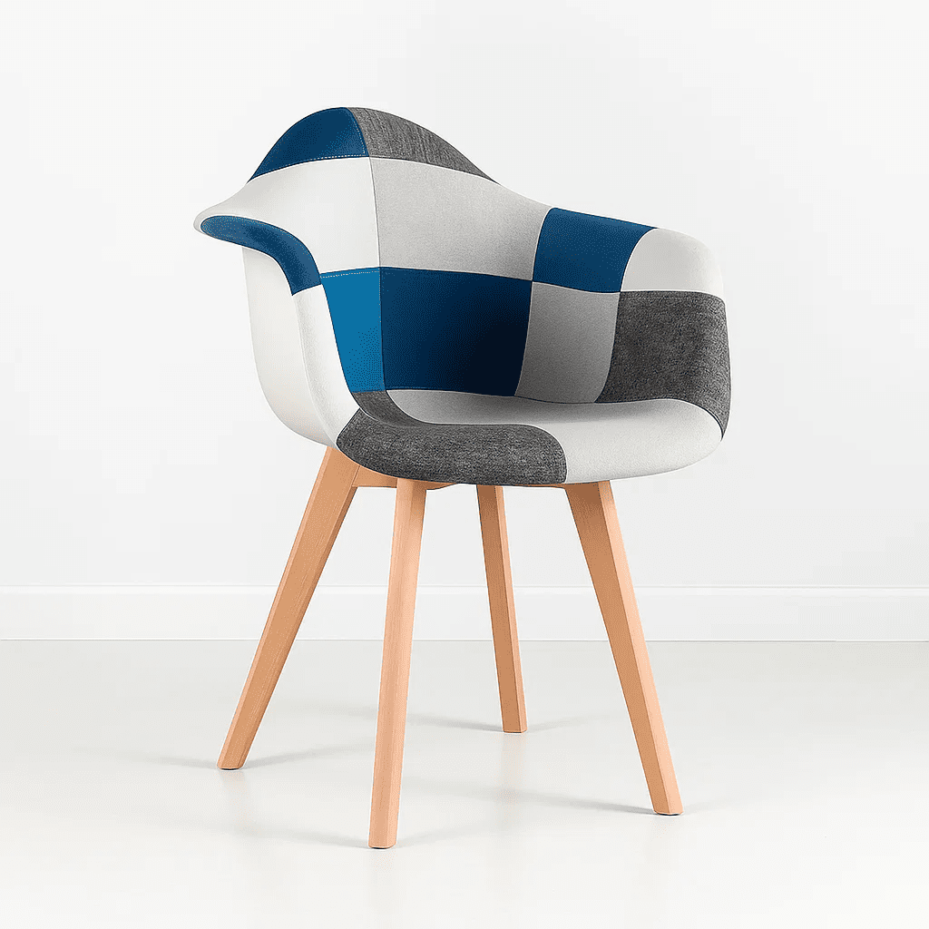 Klik Muebles - Butaca Sitial Patchwork Acolchado Wood - Celeste