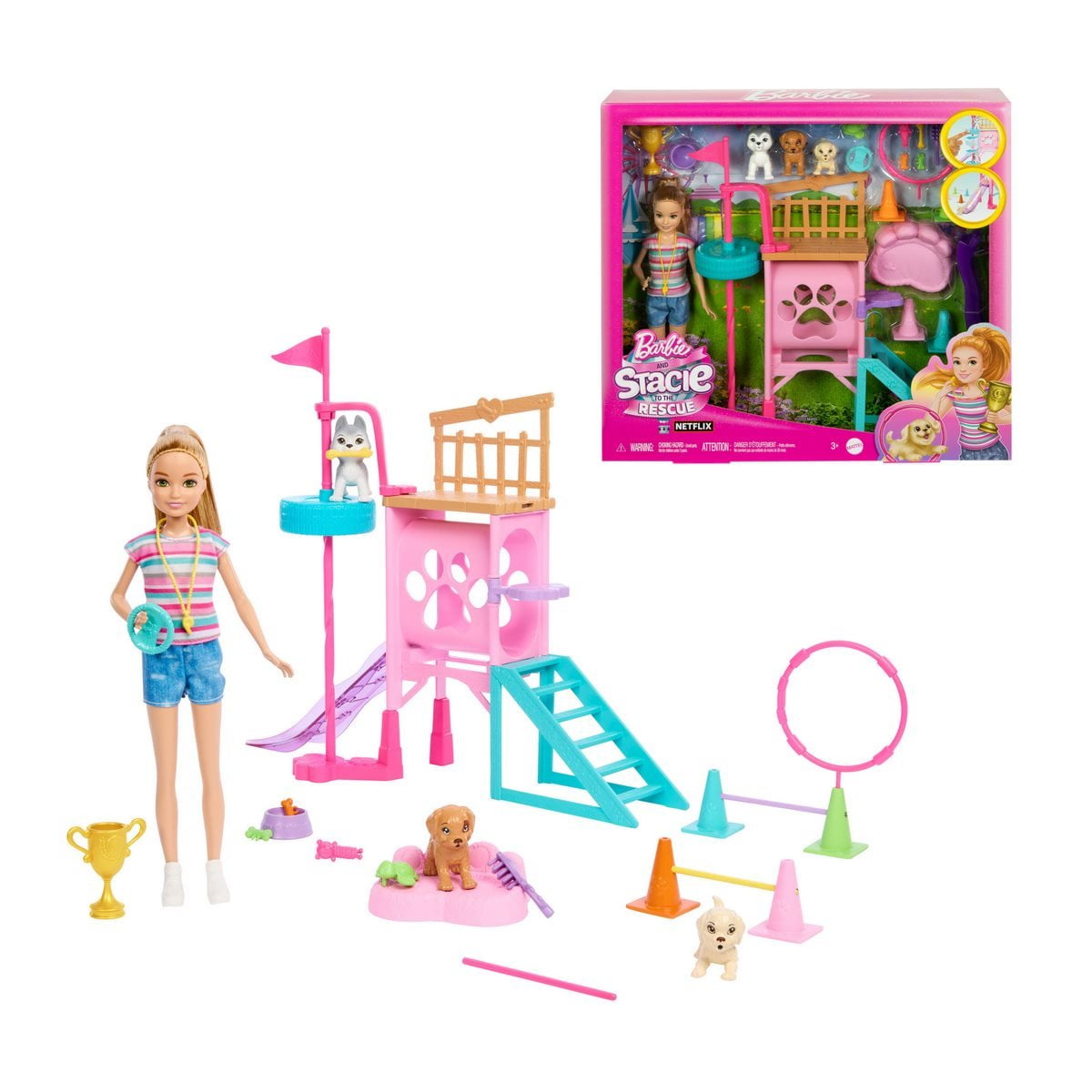 Muñeca Barbie Set Juego Stacie 20 Piezas Cachorritos