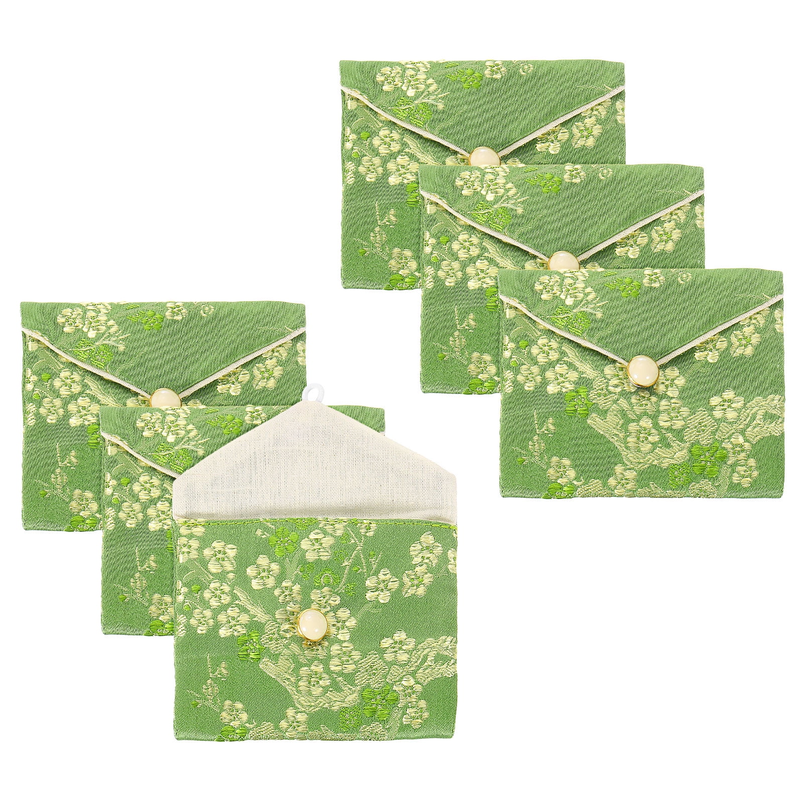 Estuche De Joyas Uxcell Seda Estilo Chino Verde 6 Piezas