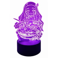 Lelumania - Lampara Ilusion 3D Nezuko Espada De 7 Colores, Base Touch