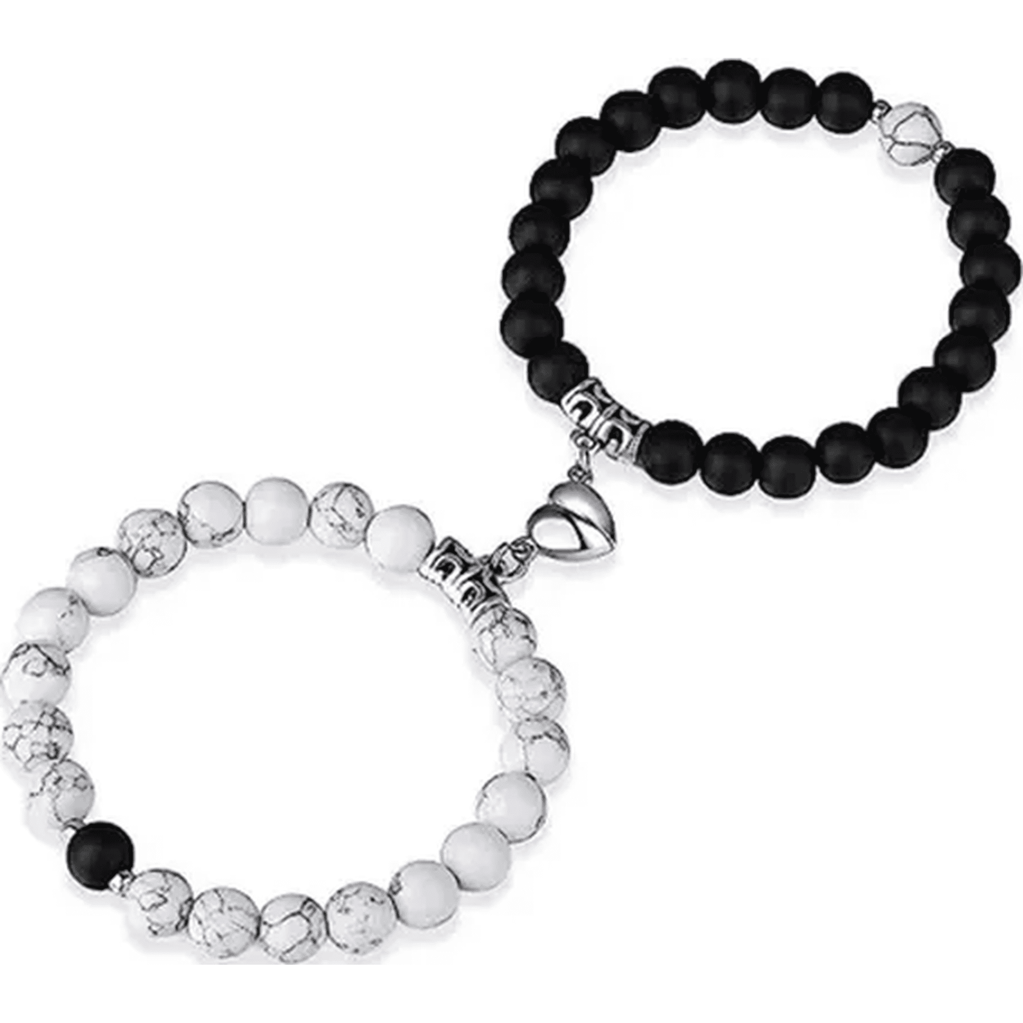 Genérico - Pulsera Pareja Corazón Imán Howlita Amor