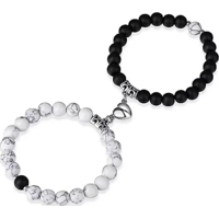 Genérico - Pulsera Pareja Corazón Imán Howlita Amor