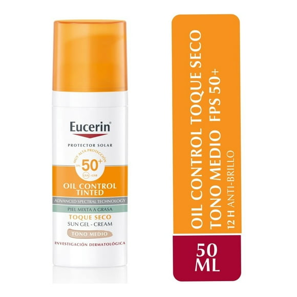 Eucerin Sun Gel Crema Toque Seco Tono Medio Spf50+ De X 50ml