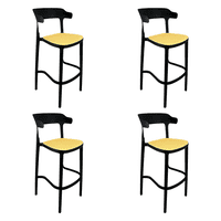 Alaia Home - Pack 4 Taburetes Bar Bistro Negra Asiento Beige