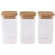 thumbnail image 1 of Set 3 Frasco Hermetico 600mL Vidrio Cuadrado 12cm Bambú, 1 of 3