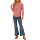 thumbnail image 2 of INSPIRE CHIC Camisa de Mujer con Botones, Estampado Floral Pequeño, Manga Larga, Cuello en Punta, Top de Oficina, Talla S, Naranja, 2 of 6