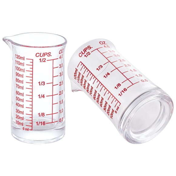 Vaso medidor de vidrio Ackers 120 ml / 4 oz para cocina y bar x2