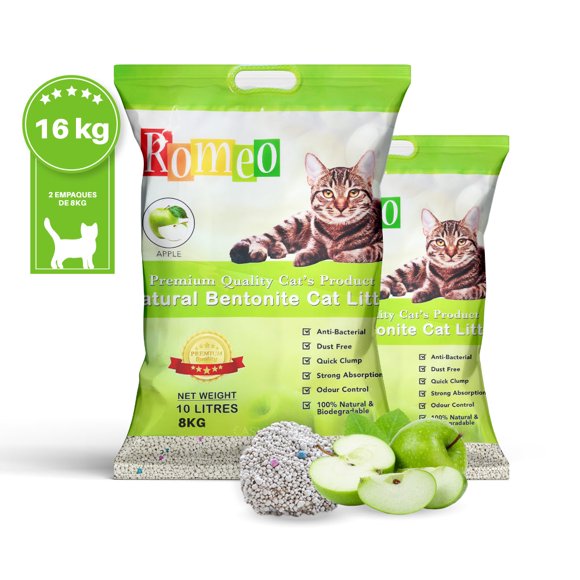 Arena absorbente para gatos aroma Manzana 16kg