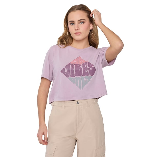 Polera Mujer Fun M/C Crop Rosado Acid Wash Corona