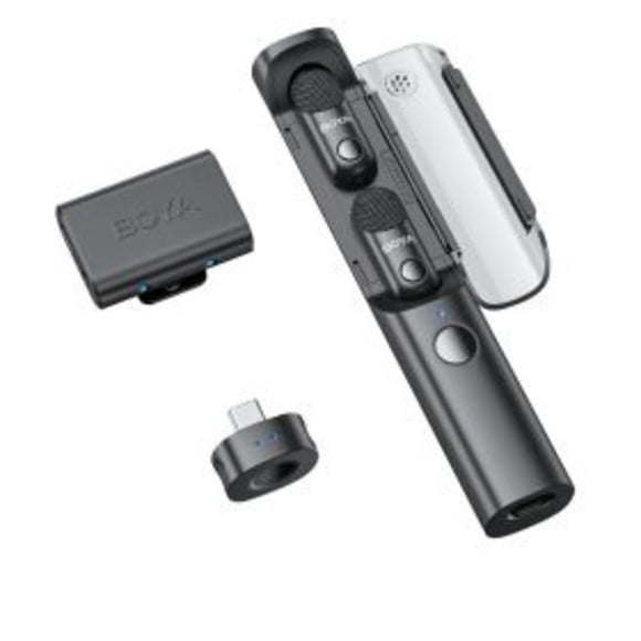 Boya BY-BOYA MAGIC 01 Micrófono Multifunción, Escritorio y Solapa Doble USB-C / Lightning y Trípode