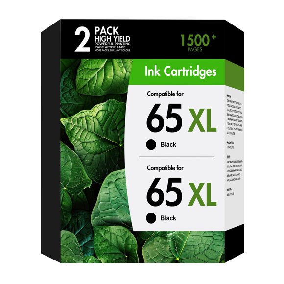 Cartuchos de tinta WOWTONER 65XL negros de alto rendimiento, paquete de 2