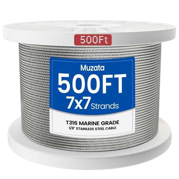 Sistema de barandilla de cables Muzata WR02 T316 de acero inoxidable, 500 pies