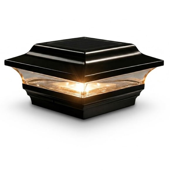 Classy Caps Tapa Solar Imperial 4x4 - Compatible con postes de terraza y cerca de 3.5"x3.5" y 4"x4" - Aluminio fundido negro - Modos de luz cálida y fría