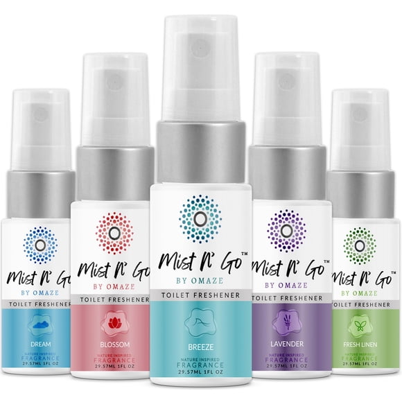 Spray de baño Mist N' Go de Omaze, eliminador de olores, 30 ml, 5 unidades