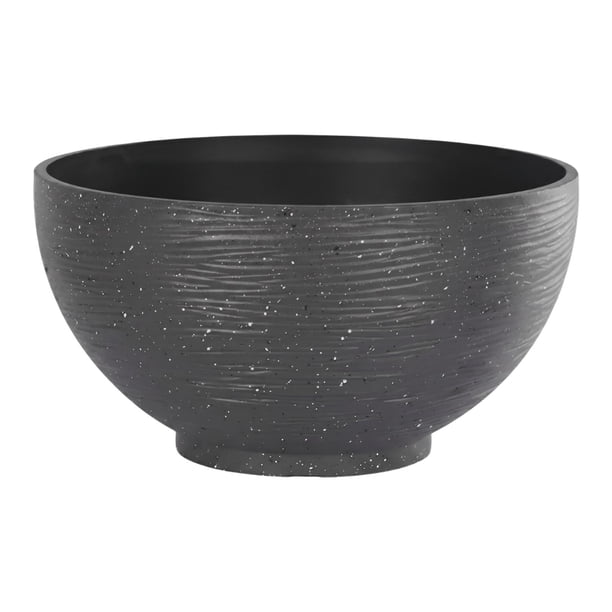 Macetero Plastico Semi Esfera Premium Diseño a Rayas M negro
