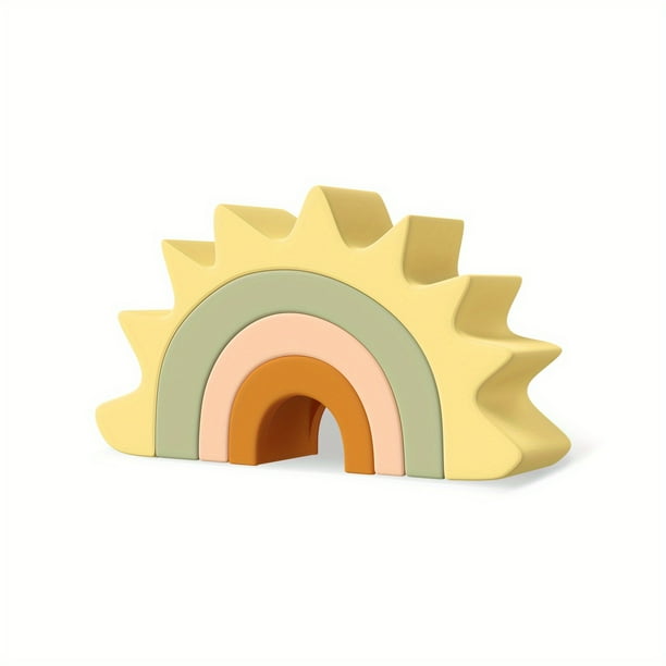 Baby Toys Silicone Blocks & Wood Pad Jigsaw Puzzle Games TYRY.HU 3D Puzzle Montessori Toys Sorting Math Preschool Educational Teether Toy Geometry Early Learning For Kids Toddler Babies Motor Skills