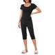 thumbnail image 2 of INSPIRE CHIC Conjunto de Pijama Capri para Mujer con Volantes, Manga Corta, Cuello en U, Pantalones Recortados, Ropa de Casa Refrescante de Verano XL Negro, 2 of 6