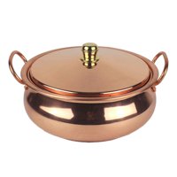 Magideal - Olla De Cobre, Utensilios De Cocina De Cobre Con Tapa, Cacerola Binaural, Olla Para Shabu Shabu, Apta Para Estufas De Inducción, Para Uso Doméstico Y 18 Cm