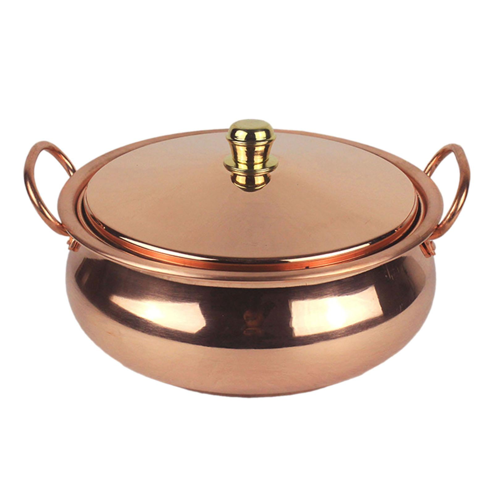 Magideal - Olla De Cobre, Utensilios De Cocina De Cobre Con Tapa, Cacerola Binaural, Olla Para Shabu Shabu, Apta Para Estufas De Inducción, Para Uso Doméstico Y 18 Cm