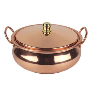 Bothyi - Olla De Cobre Puro, Olla Binaural Con Tapa, Sartén Para Estofado, Utensilios De Cocina De Cobre De 24Cm