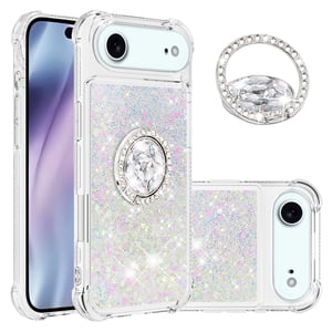 Foxdock Funda Glitter Líquida Para Iphone 17 Air Con Anillo Brillante, Tpu Antichoques Y Esquinas Reforzadas, Soporte