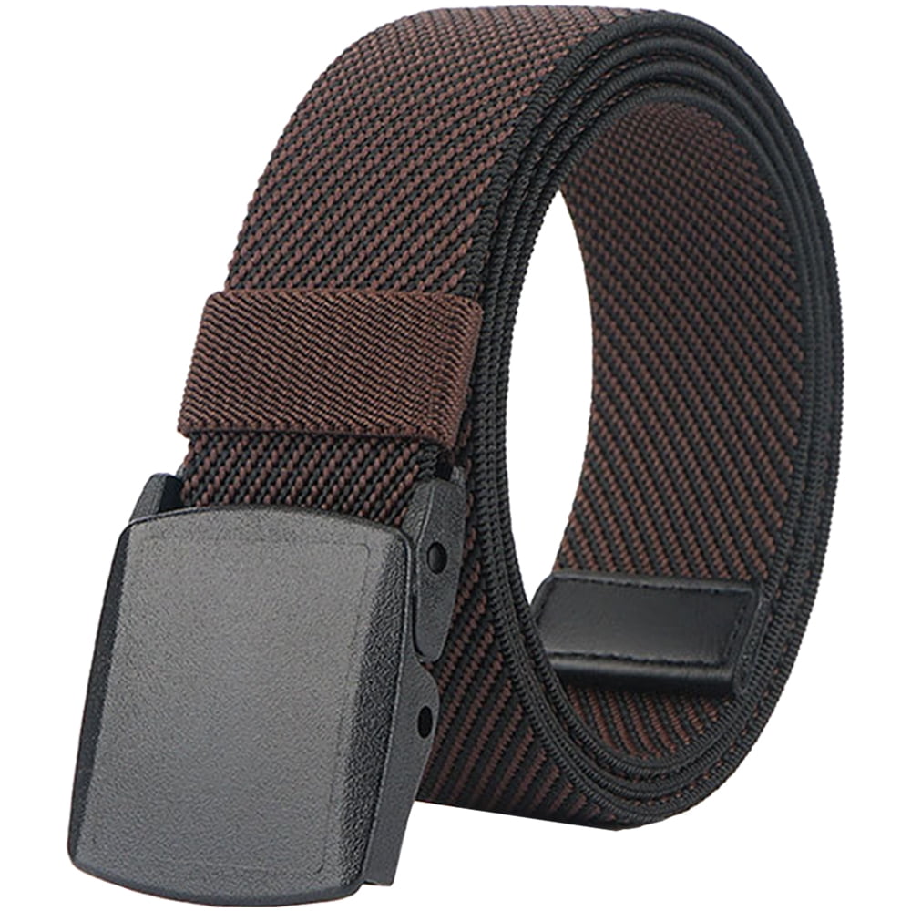 Cinturones elásticos para hombres y mujeres sin hebilla de plástico de metal para trabajo y viajes, 130cm, Café