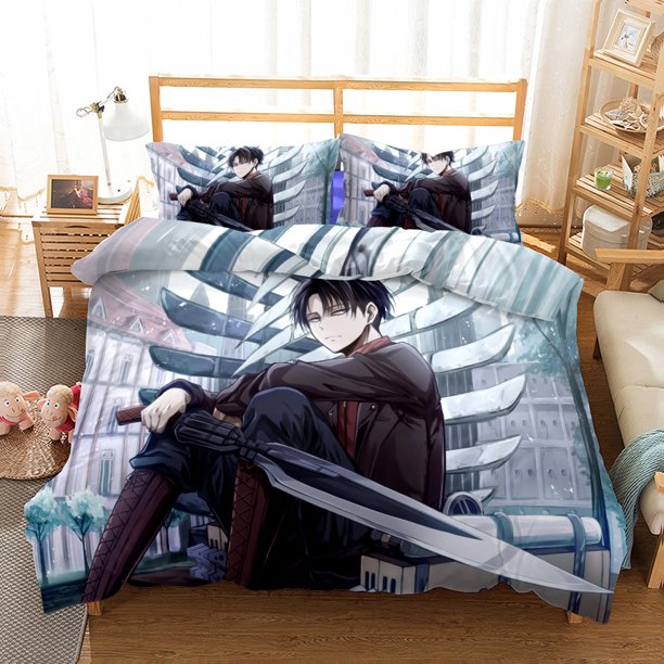 Attack_on_Titan 3 PCS Comforter Set with 2 Pillowcases,Attack_on_Titan Bedding Set Sheet Set for Kids Adults,All Season Lightweight