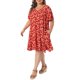 thumbnail image 4 of Vestido de verano con estampado floral de escote en V y manga corta para mujer de talla grande Agnes Orinda, con bolsillos, 2X Rojo, 4 of 6