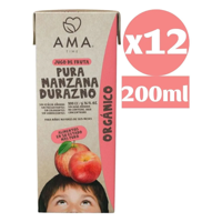 Ama Time - Pack Ama Jugo De Fruta Orgánico Manzana Durazno 12X200Cc Tetra