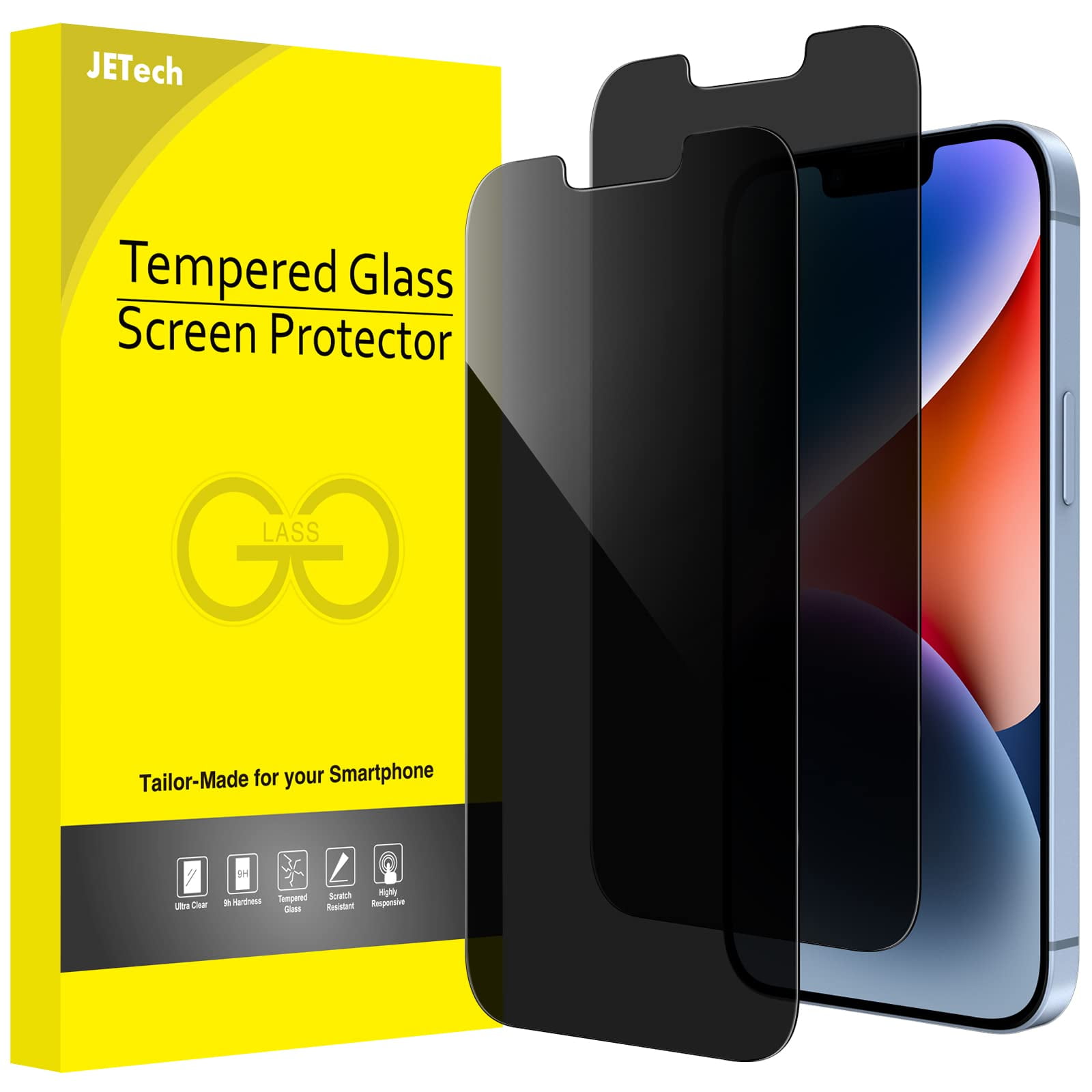 Protector De Pantalla De Privacidad Jetech Para Iphone 14 De 6.1 Pulgadas, Paquete De 2