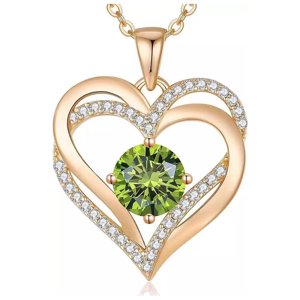 Collar Heshpaws Love Pendant Con Piedra De Nacimiento Zirconia Plata