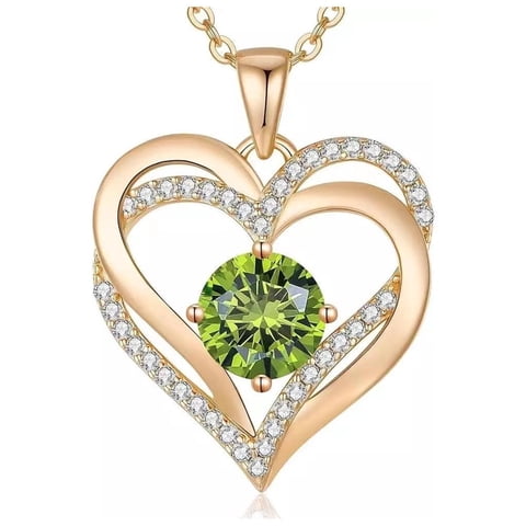 Heshpaws - Collar Love Pendant Con Piedra De Nacimiento Zirconia Plata