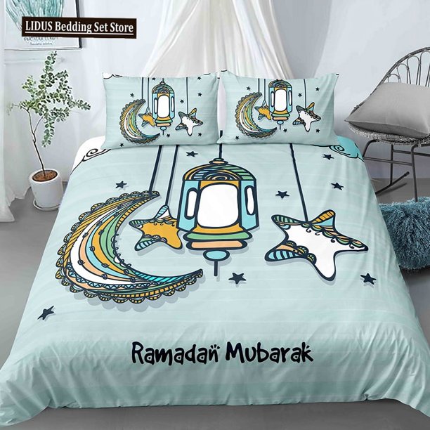 x690 Bed SheetsCartoon Crescent Moon Bedding Set Twin Size Duvet Cover With Pillowcase Children Bedroom Quilt Cover Set Polyester 3-Piece Bedding Set (1 Duvet Cover + 2 Pillow Shams) nj690