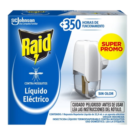 Insecticida Eléctrico Repuesto + Aparato Mosquitos Y Zancudos 32,9 ml Raid