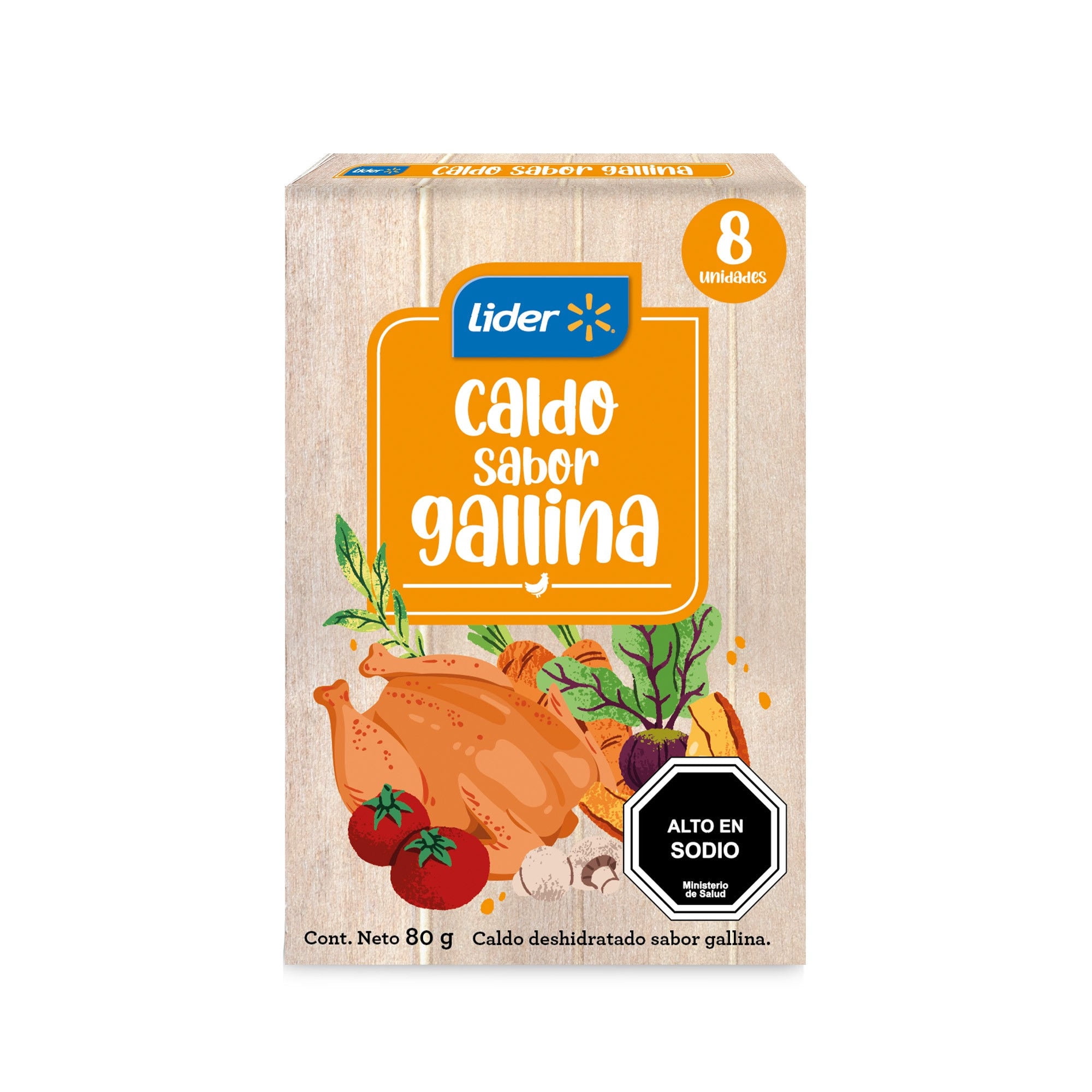 Caldo Sabor Gallina (8 Tabletas) Caja 80 g Lider