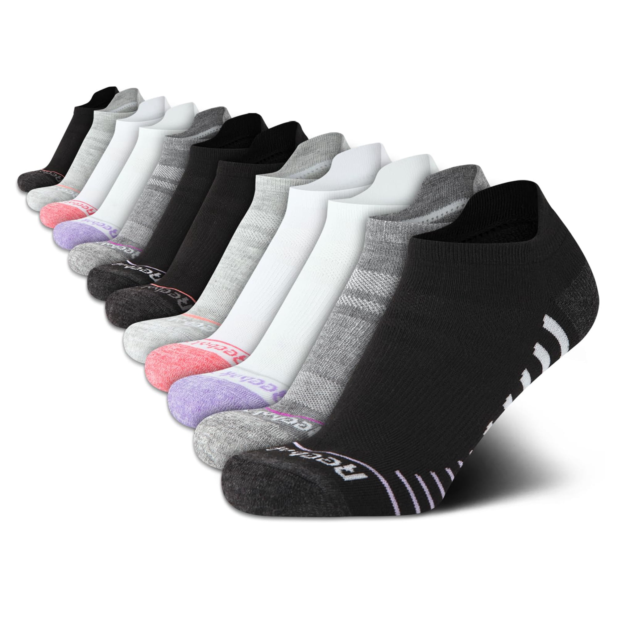 Pack De 12 Calcetines Reebok No Show Para Mujer, Corte Bajo, Talla 4-10