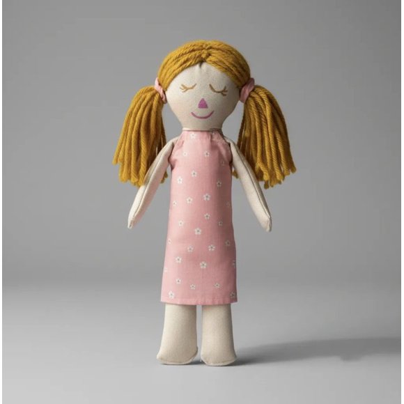 Mi Primera Muñeca Llamada Celeste Waldorf & Montessori 32cm Lona Relleno Antialérgico Pintada a Mano