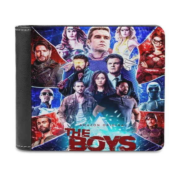 The Boys Cartera de Cuero PU para Hombres, Tarjetero Bifold Delgado, Cartera Minimalista de Cuero Sintético Suave
