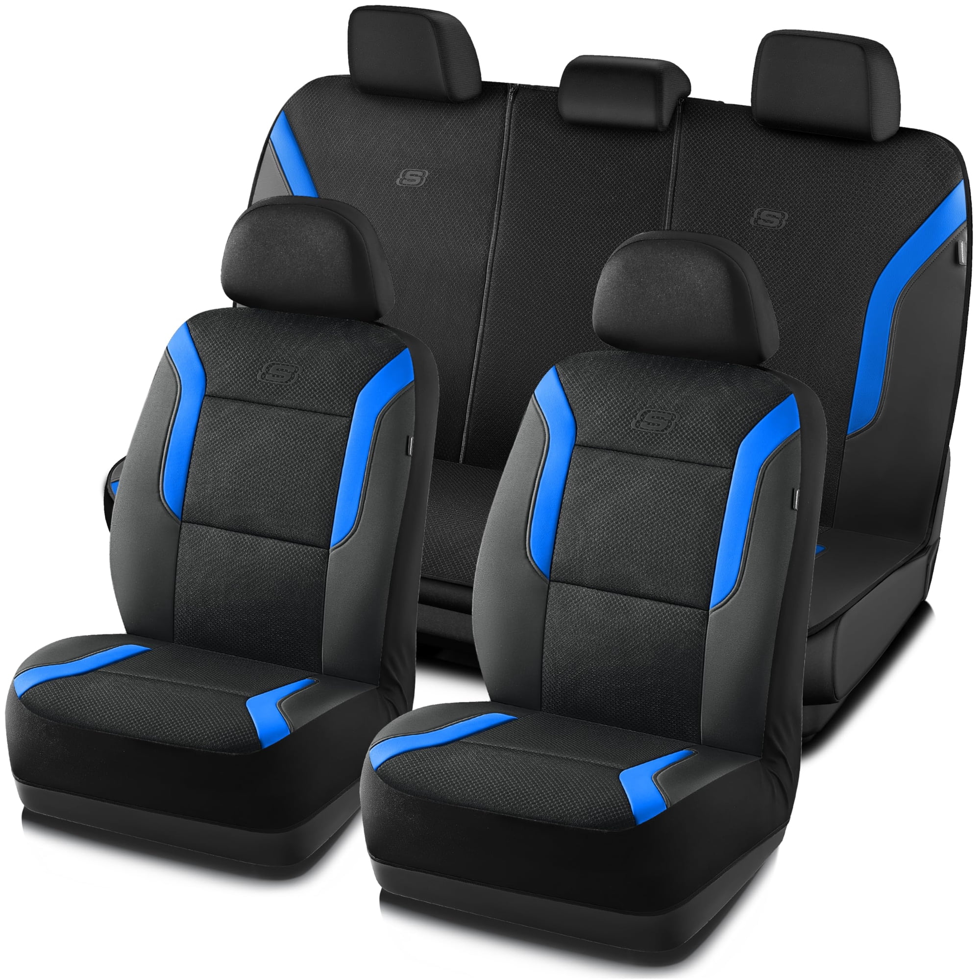 Fundas Para Asiento De Auto Skechers Memory Foam, Set Completo, Azul