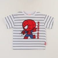 Polera Manga Corta Niño Blanco Rayas Spidey Marvel