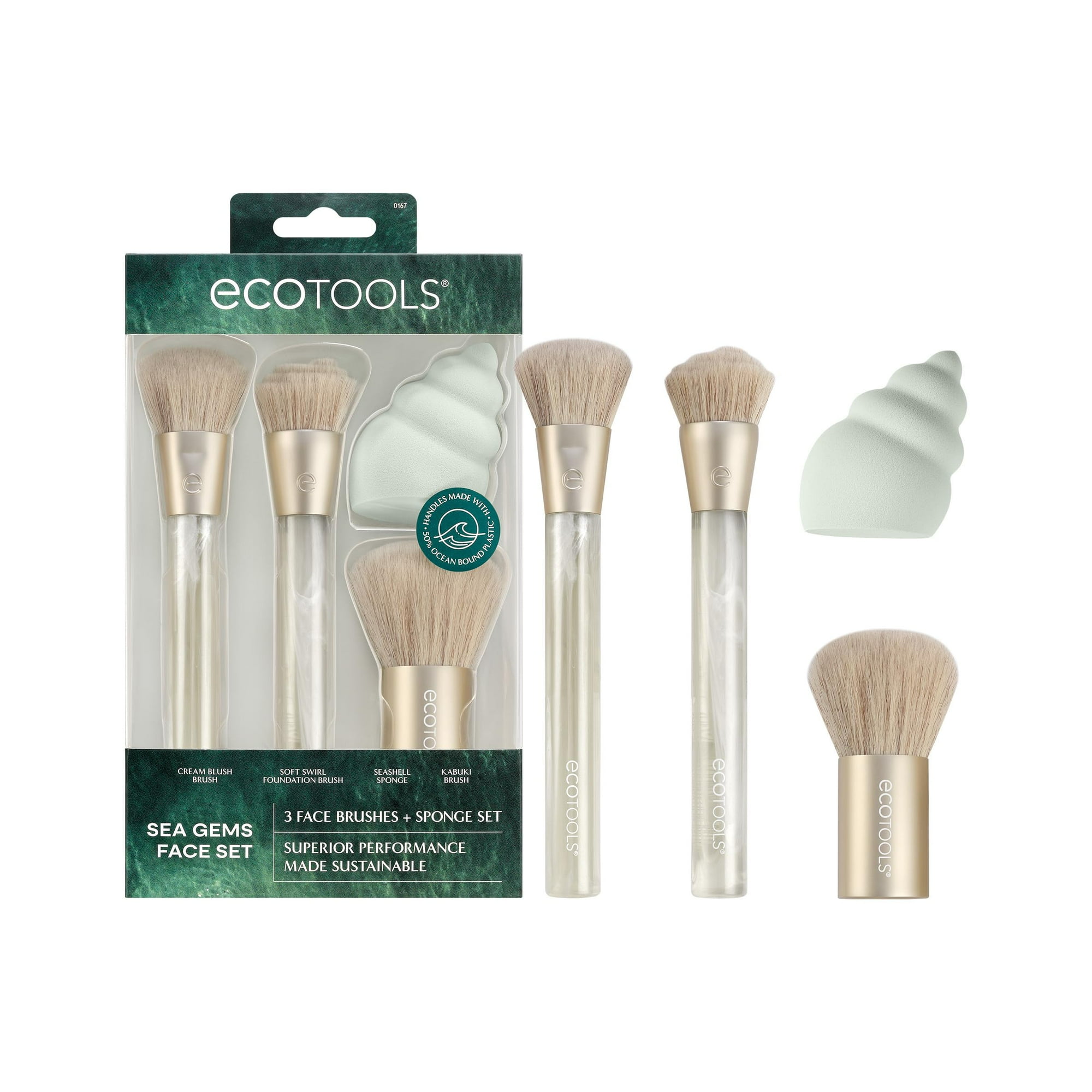 Set De Brochas Y Esponjas De Maquillaje Ecotools Sea Gems, 4 Piezas