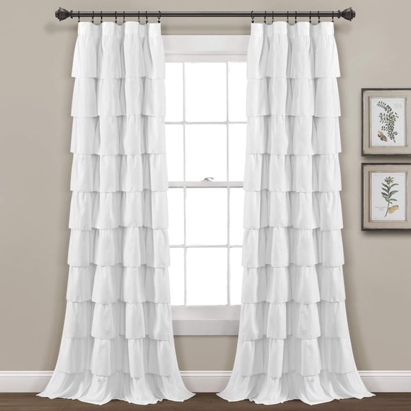 Cortina Lush Decor 213 cm Blanca con Volantes, Panel Único