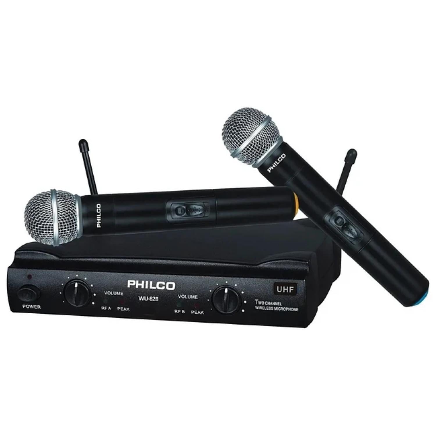 Philco - Pack 2 Microfonos Inalambricos Uhf 2 Canales Wu828